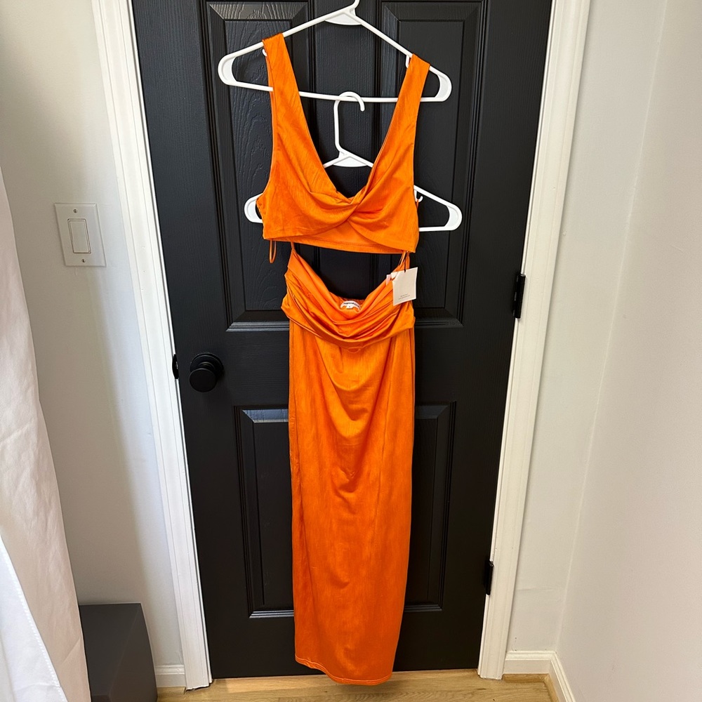 Superdown Joana Maxi Skirt 2 Piece Set - Tangerine - Small